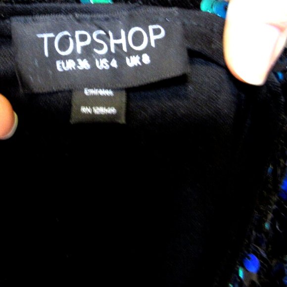 Green Sequin Mini Dress TopShop Color change Sexy Cocktail Party UK 8= US Size 4 - Picture 9 of 10